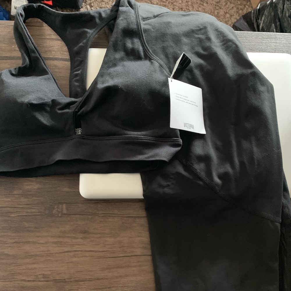 Brand NWT sports bra and mesh workout leggings